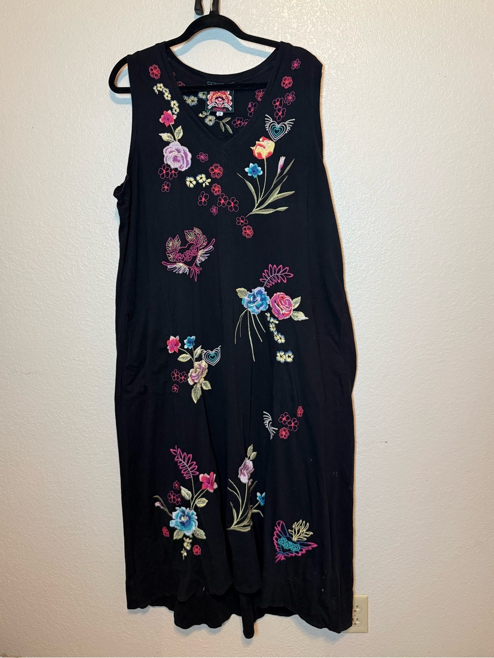 Johnny Was Jessi Knit V-Neck Maxi Dress Black Embroidered Size XXL - Picture 11 of 13